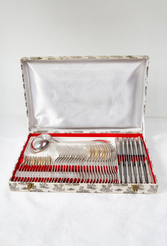 CUBERTERÍA ANTIGUA FRANCESA FRANÇOIS FRIONNET METAL BAÑO PLATA COQUILLE