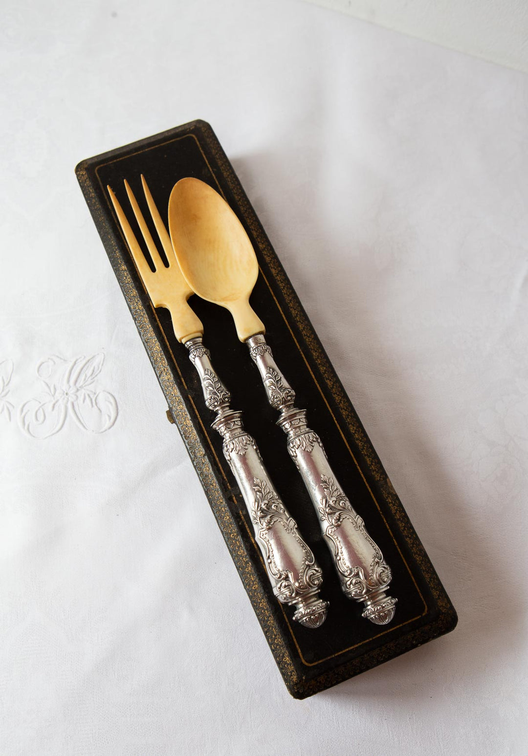 juego cubiertos ensalada franceses antiguos antique french salad serving set