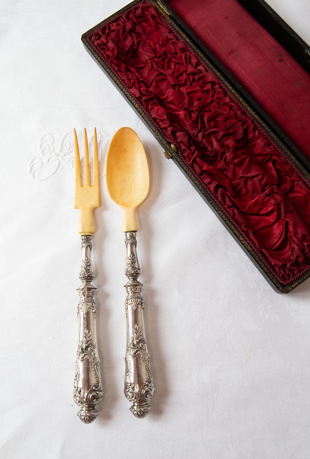 juego cubiertos ensalada franceses antiguos antique french salad serving set