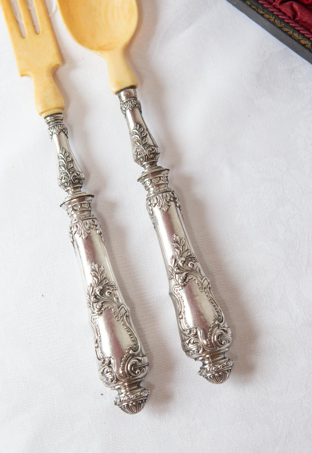 juego cubiertos ensalada franceses antiguos antique french salad serving set