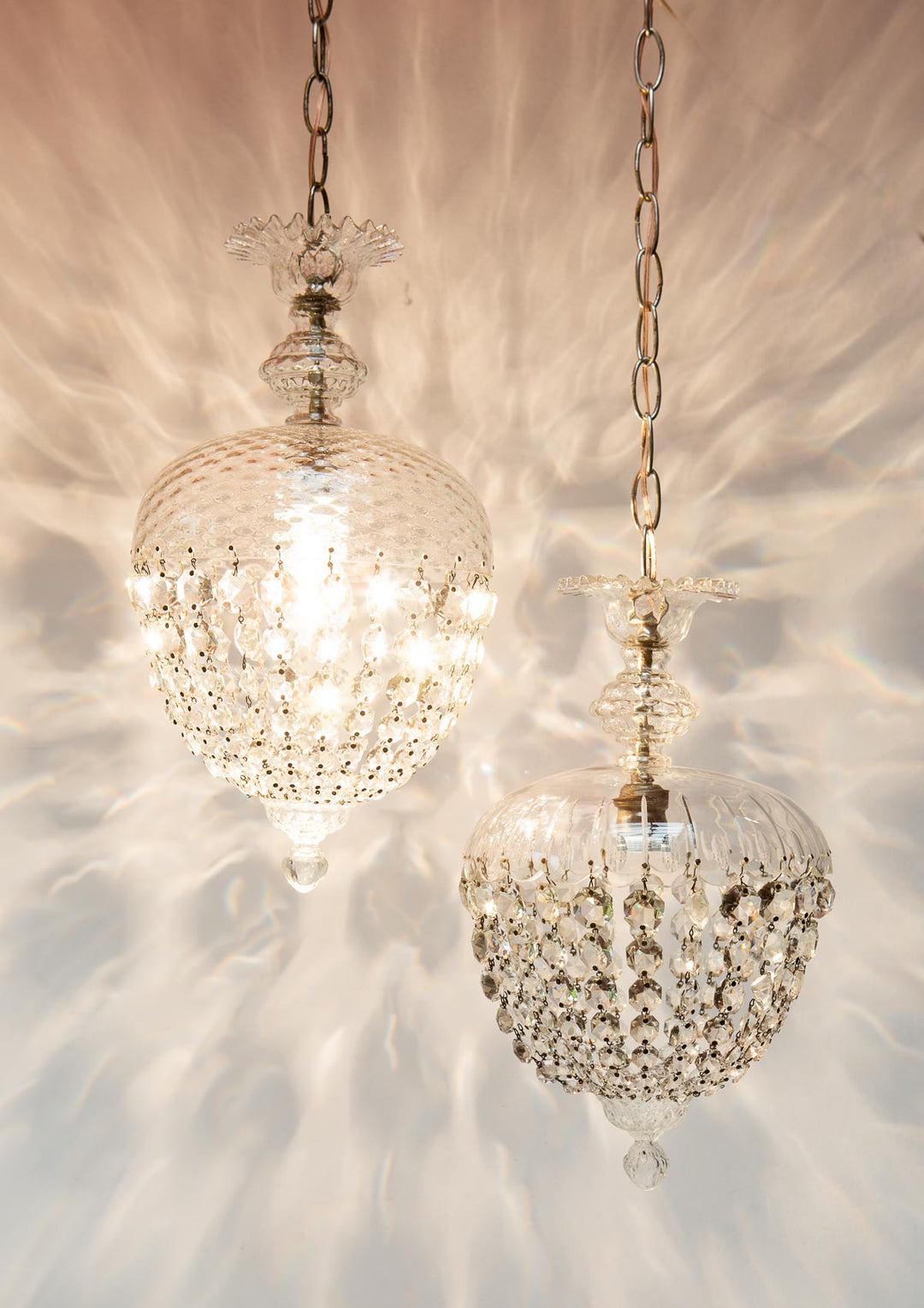 Pareja de antiguas lámparas cristal s. XX (25 cm)
