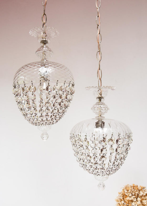 Pareja de antiguas lámparas cristal s. XX (25 cm)