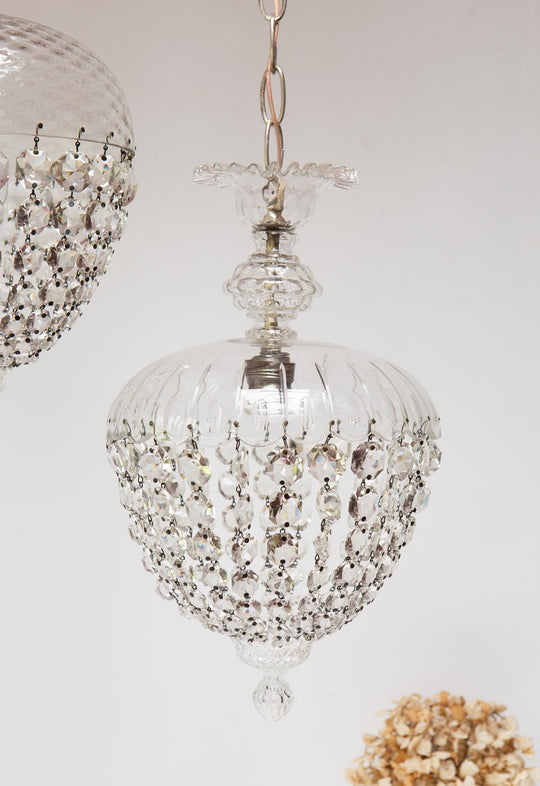 Pareja de antiguas lámparas cristal s. XX (25 cm)
