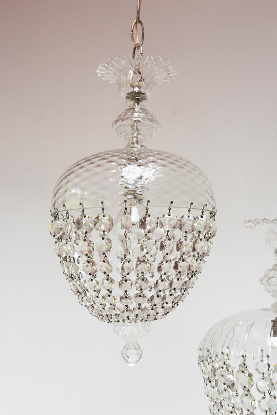Pareja de antiguas lámparas cristal s. XX (25 cm)