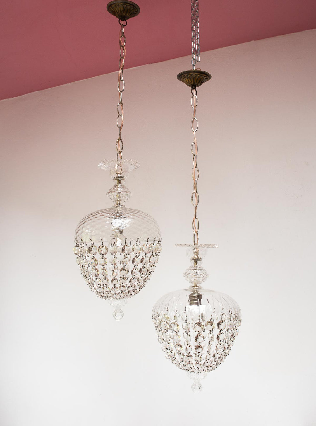 Pareja de antiguas lámparas cristal s. XX (25 cm)