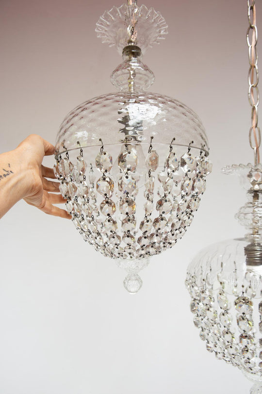 Pareja de antiguas lámparas cristal s. XX (25 cm)