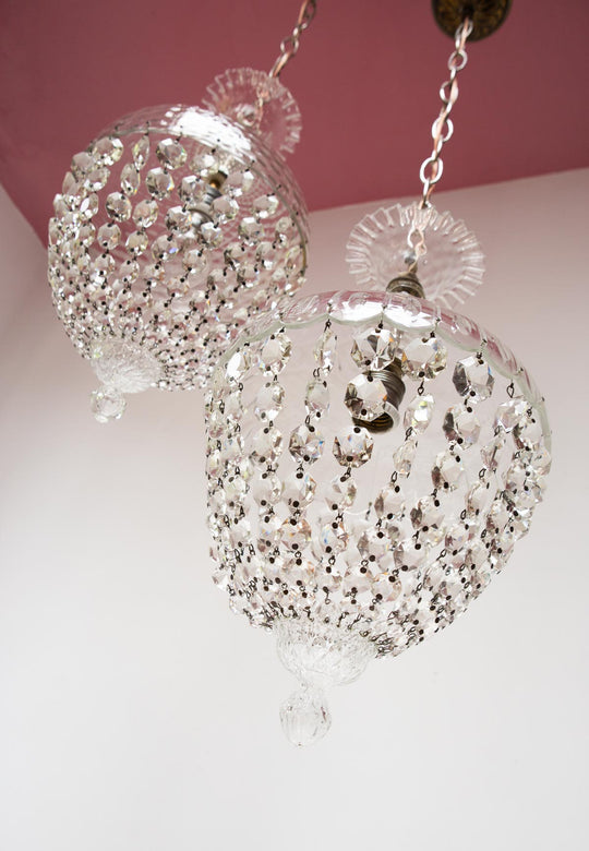 Pareja de antiguas lámparas cristal s. XX (25 cm)