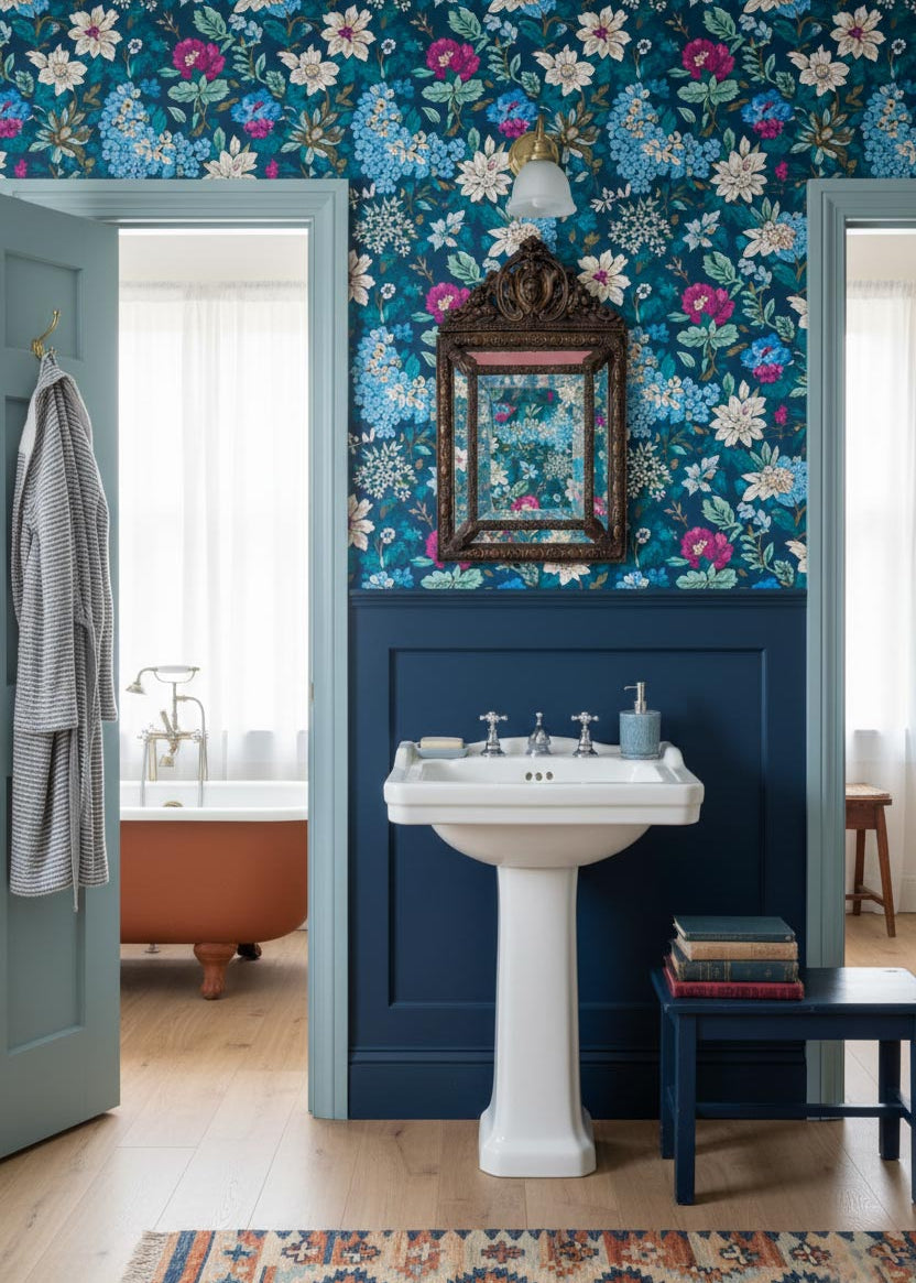 Antiguo espejo francés latón repujado con copete s. XIX (56 cm)