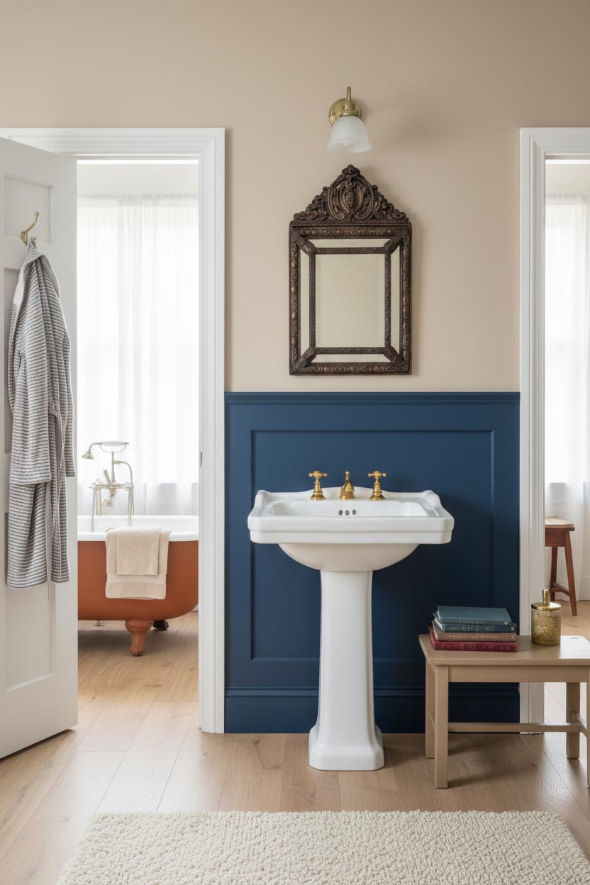 Antiguo espejo francés latón repujado con copete s. XIX (56 cm)