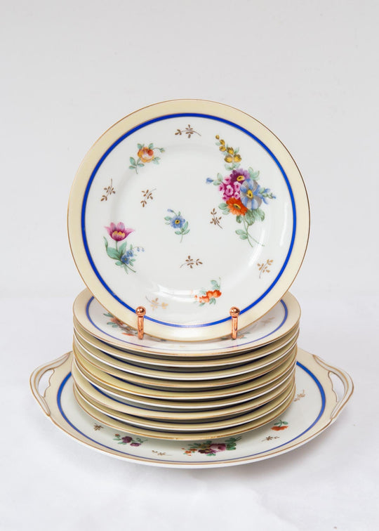 juego postre porcelana antiguo bernardaud 