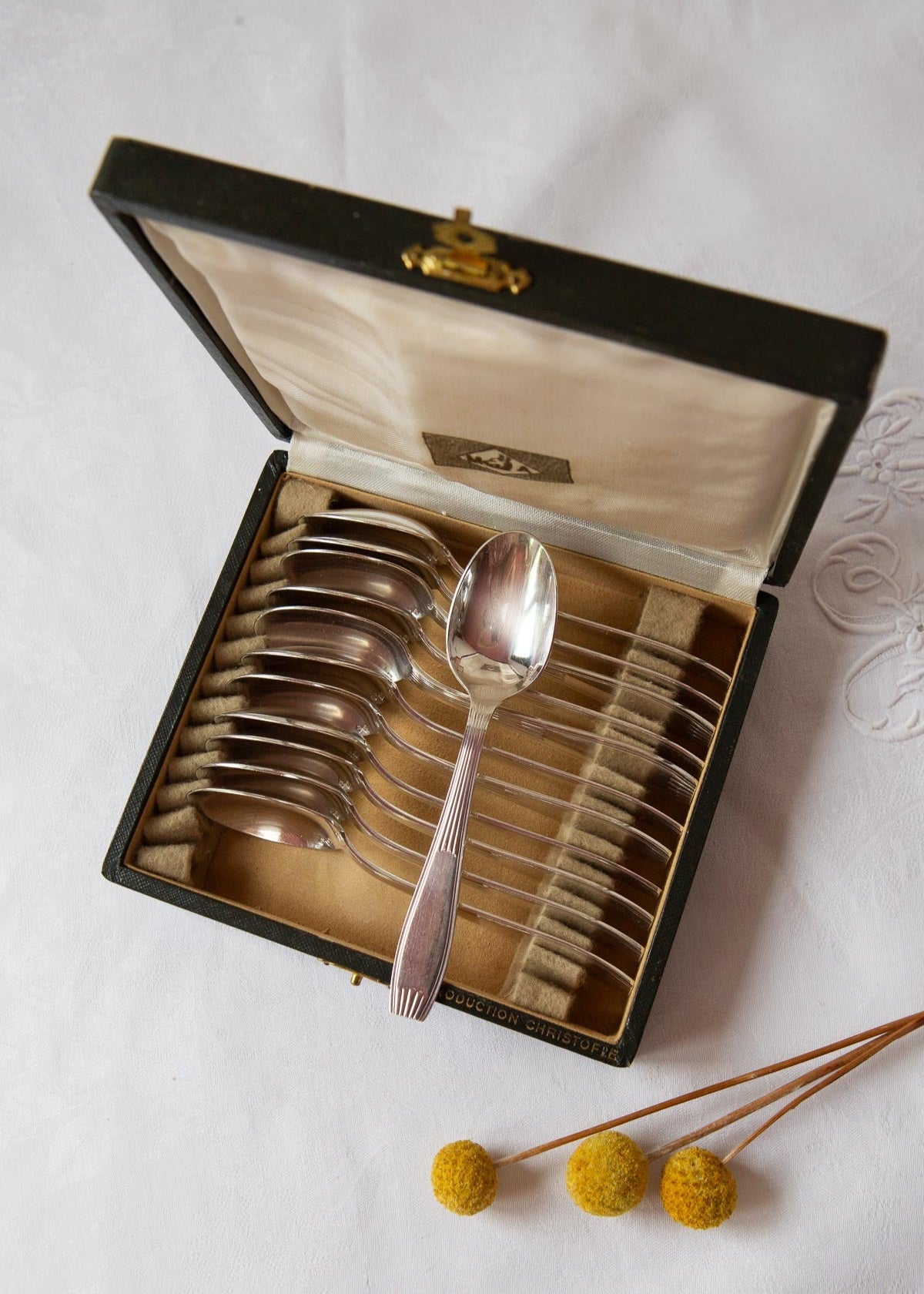 juego cucharillas bano plata 100 francesas art deco christofle