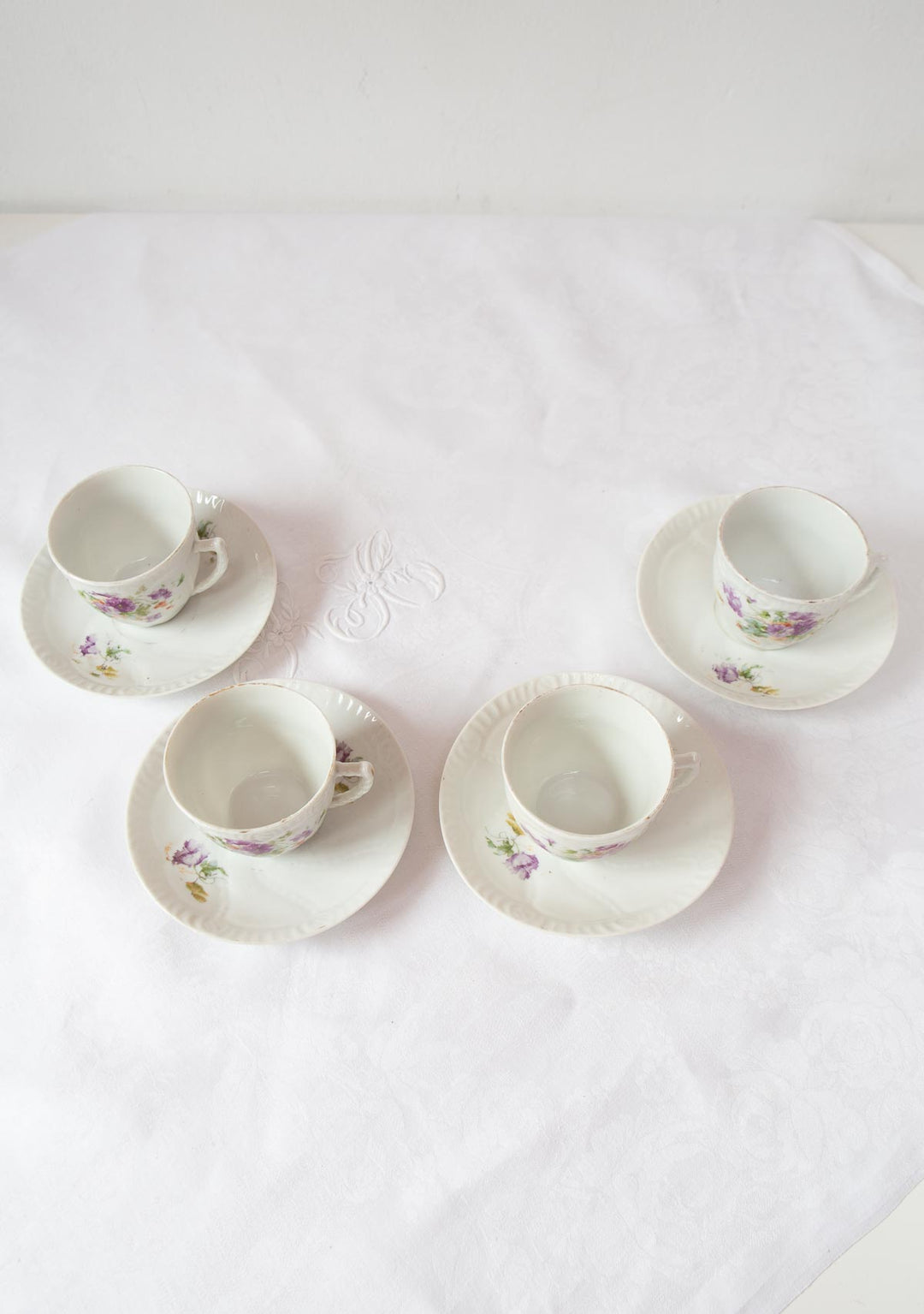 Juego 4 tazas y platillos porcelana vintage Limoges