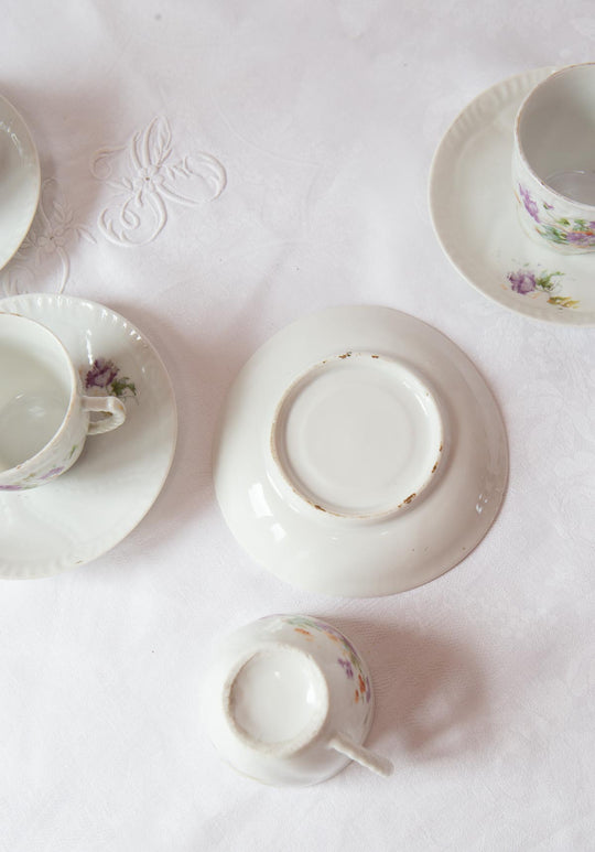Juego 4 tazas y platillos porcelana vintage Limoges