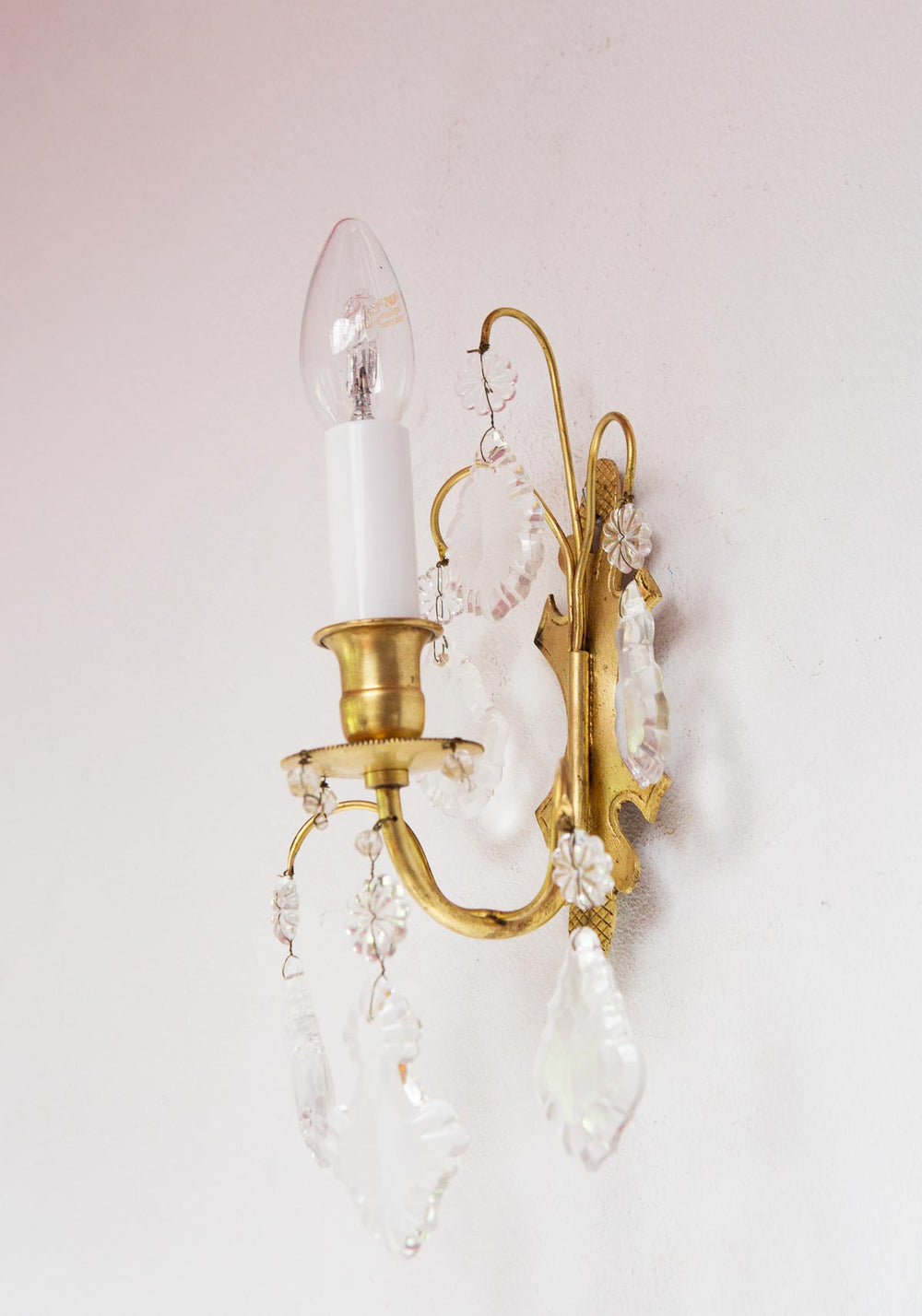 APLIQUES FRANCESES ANTIGUOS LATON Y CRISTALES