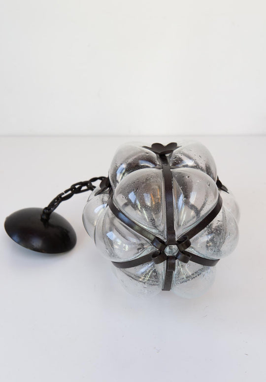 pequeno farol cristal y metal negro flores vintage lantern