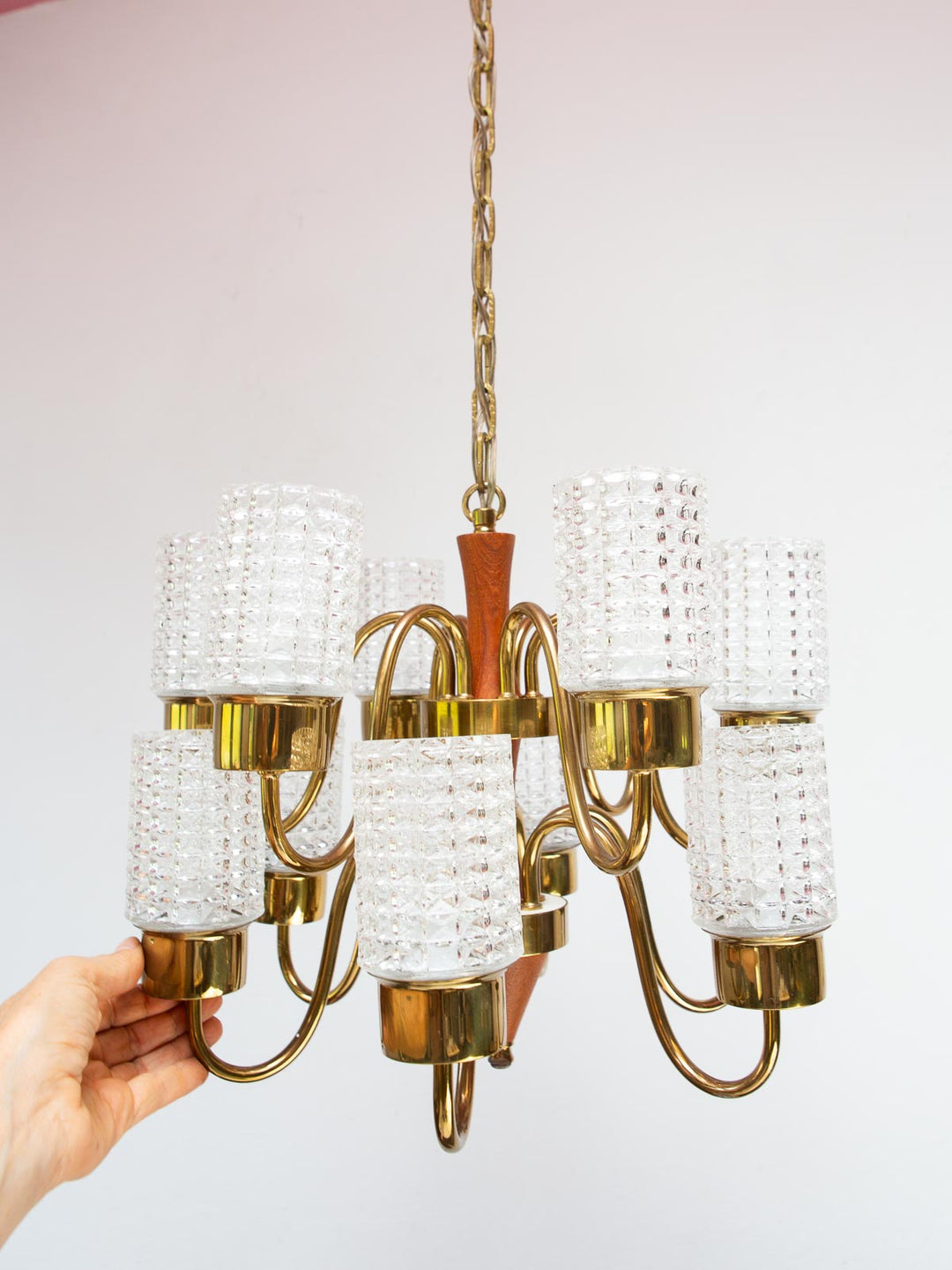 lámpara techo midcentury sueca teca y metal