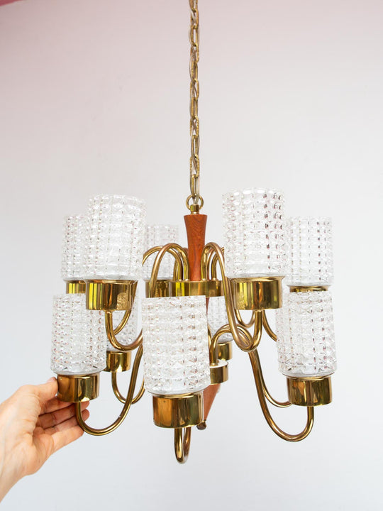 lámpara techo midcentury sueca teca y metal