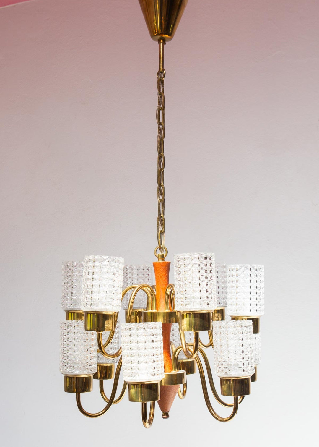 lámpara techo midcentury sueca teca y metal