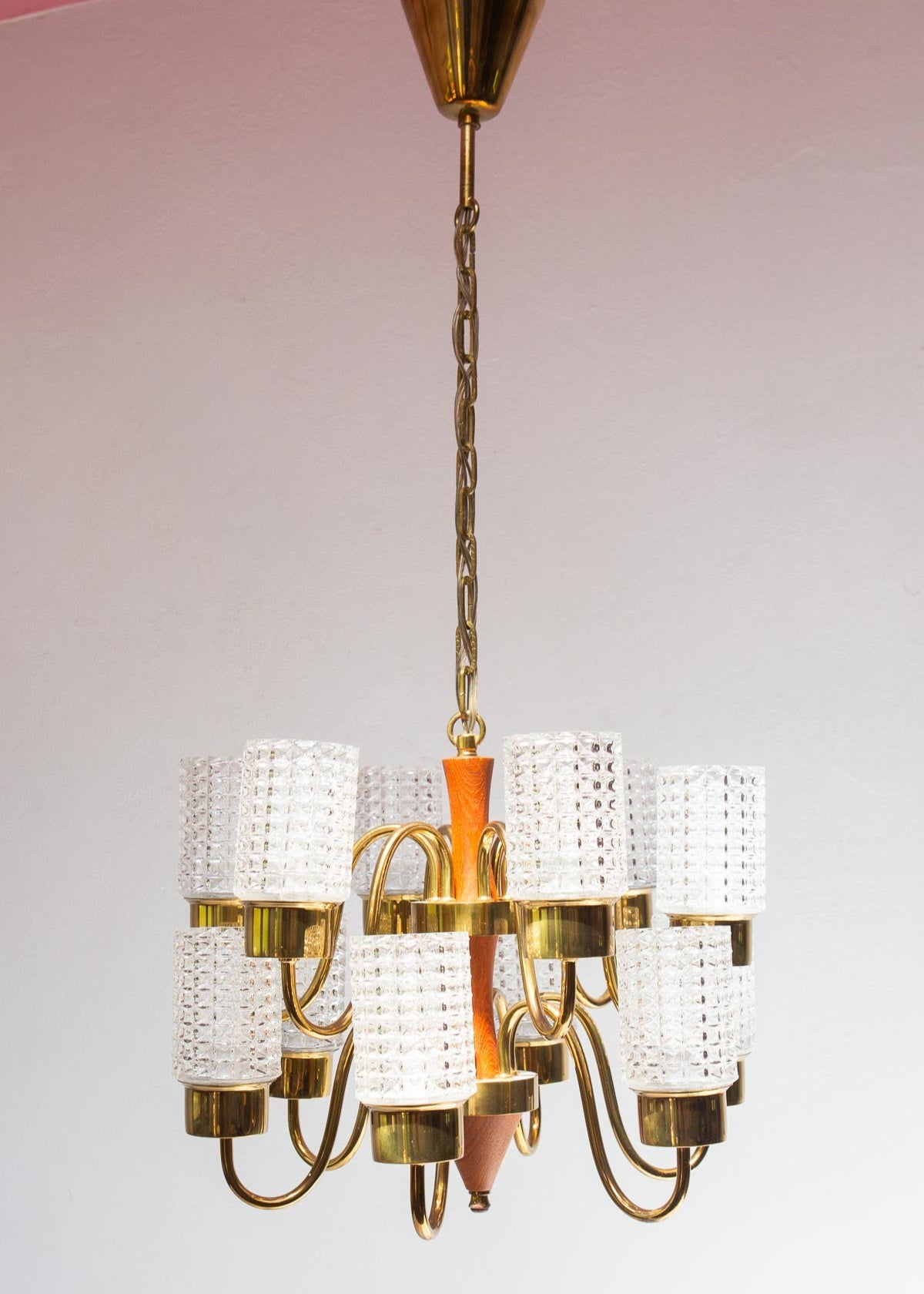 lámpara techo midcentury sueca teca y metal