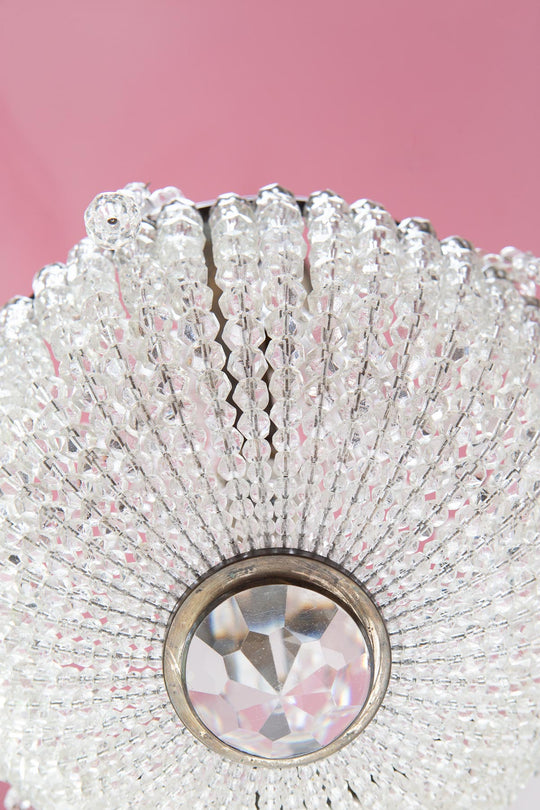 Antiguo chandelier cristal checo y latón plateado c. 1910-1930s