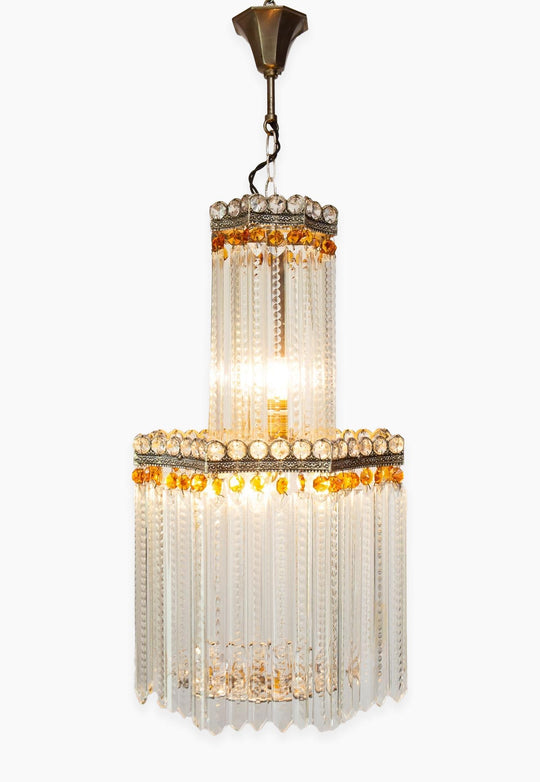 Lámpara de techo metal y cristales c. 1950/60 (35 cm)