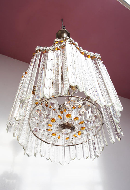 lámpara techo vintage antigua cristales chandelier