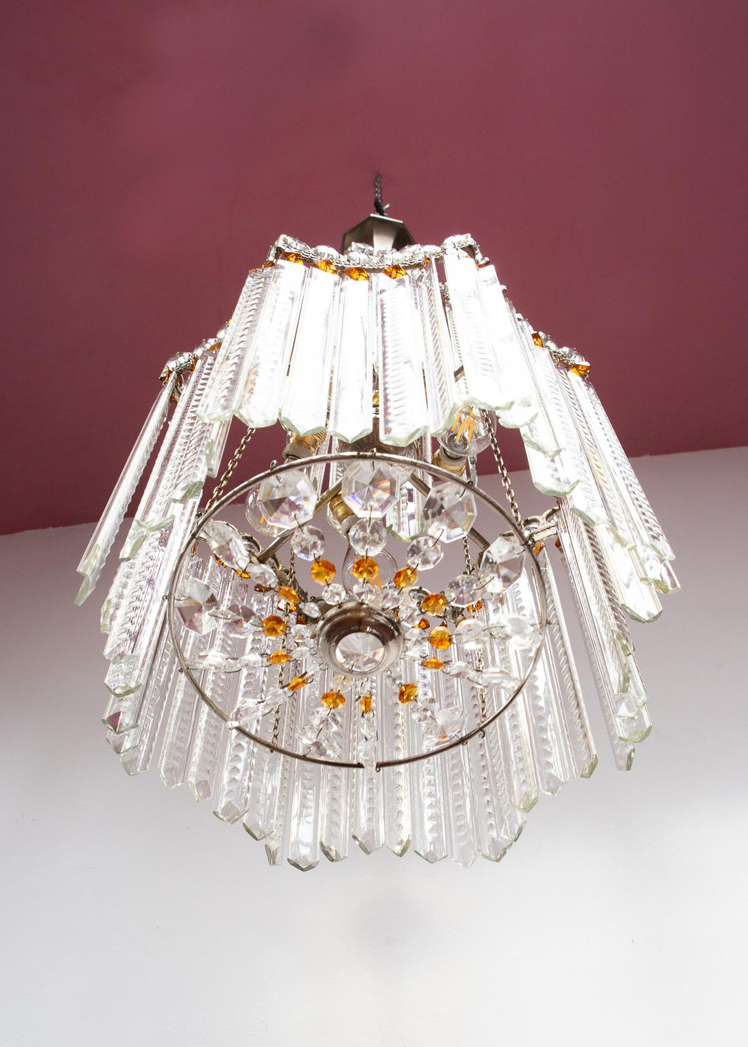 lámpara techo vintage antigua cristales chandelier