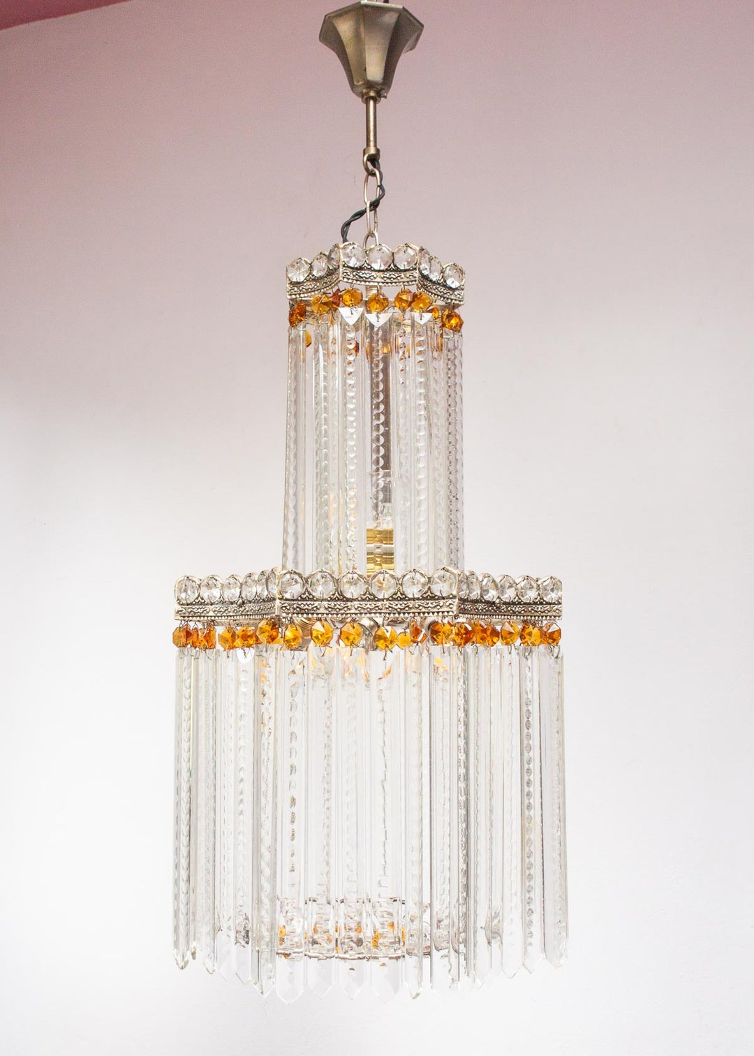 lámpara techo vintage antigua cristales chandelier