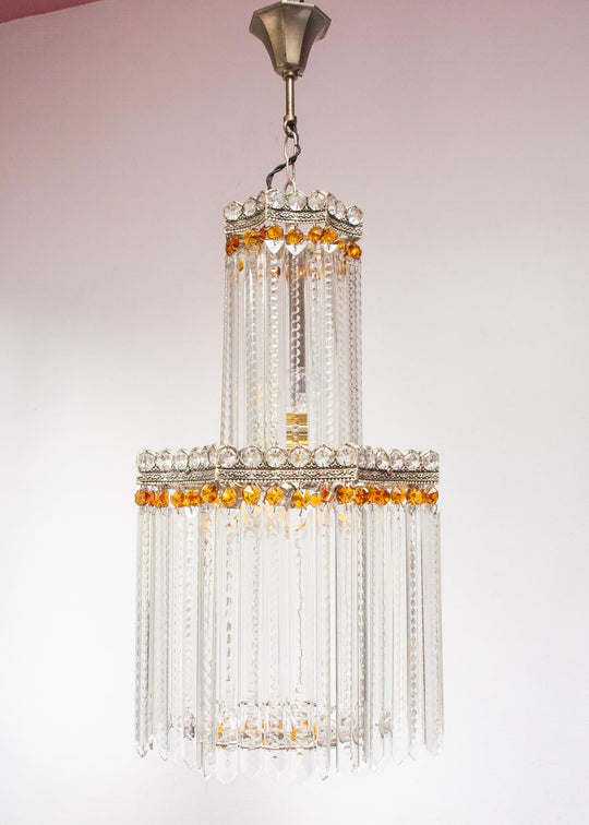 lámpara techo vintage antigua cristales chandelier