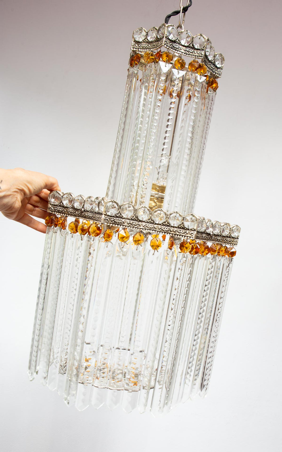 lámpara techo vintage antigua cristales chandelier