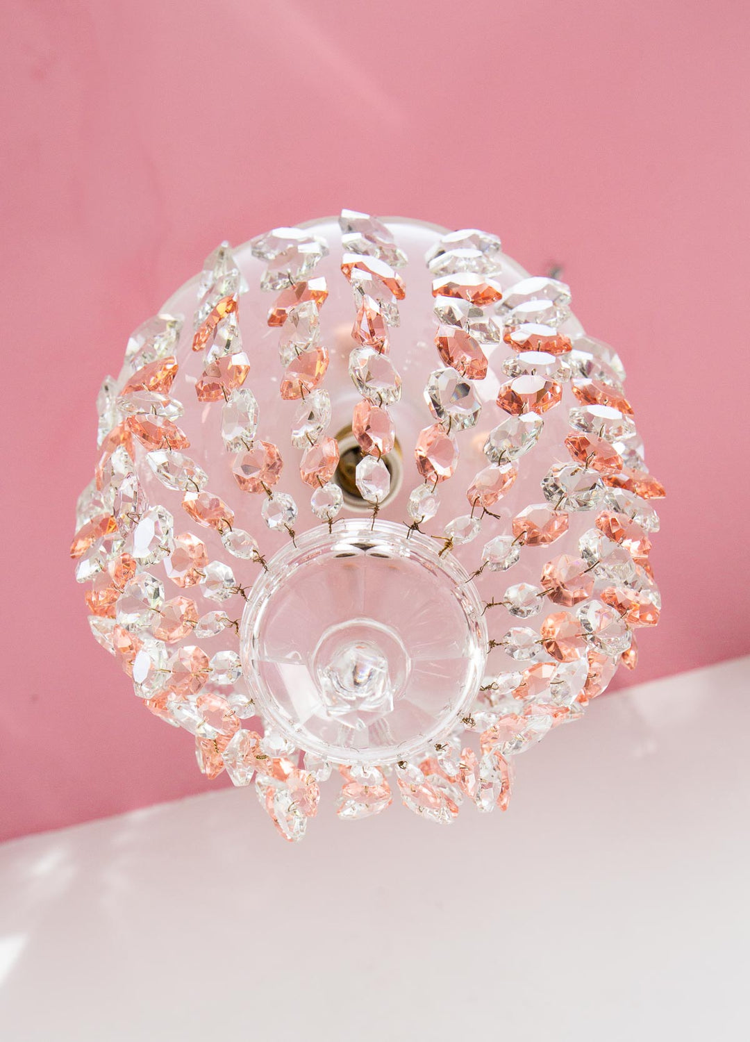 lampara techo cristal rosa plafon french chandelier