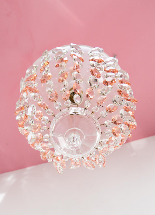 lampara techo cristal rosa plafon french chandelier