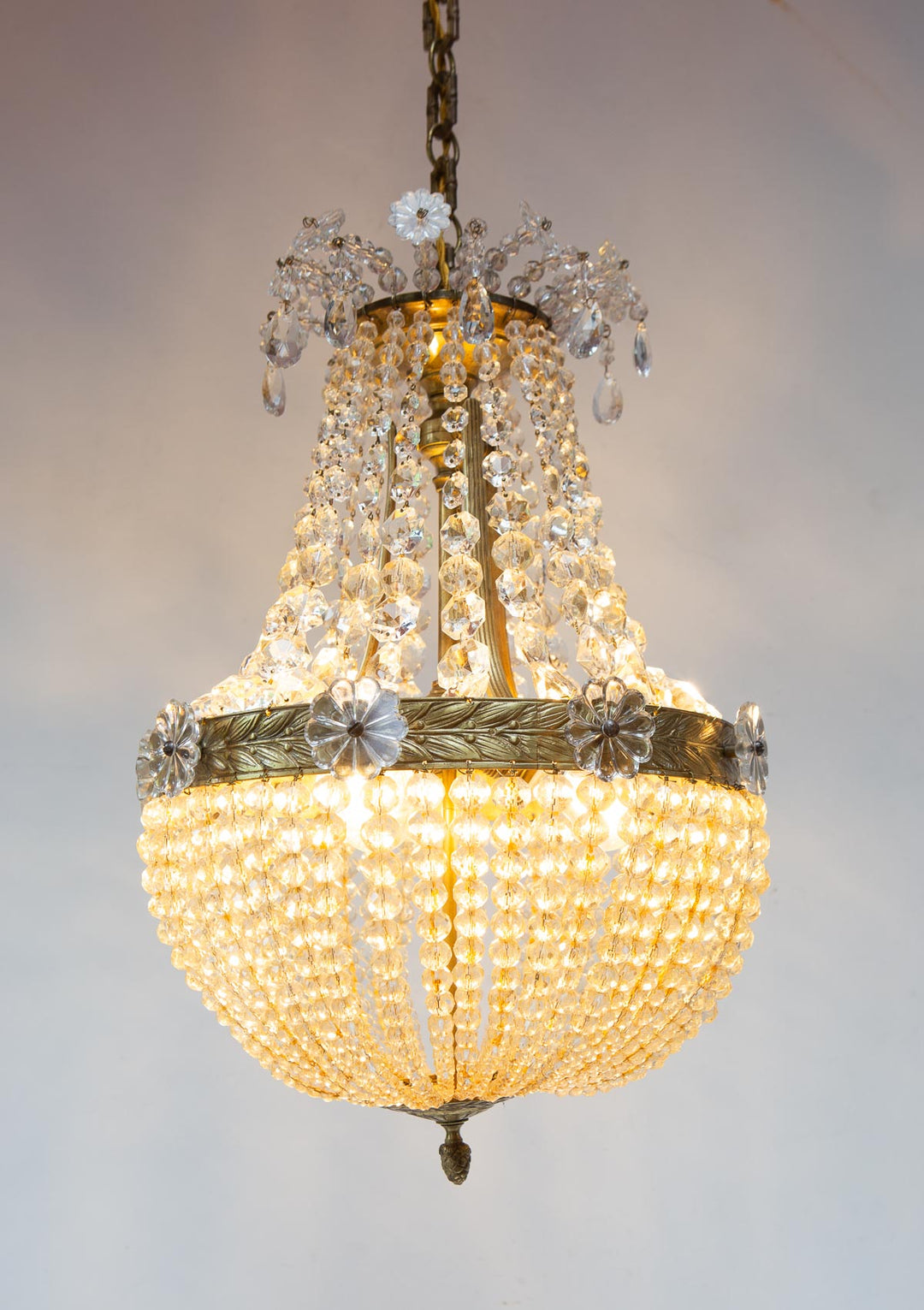 Lámpara de techo globo "montgolfier" francesa bronce y cristal (35 cm)