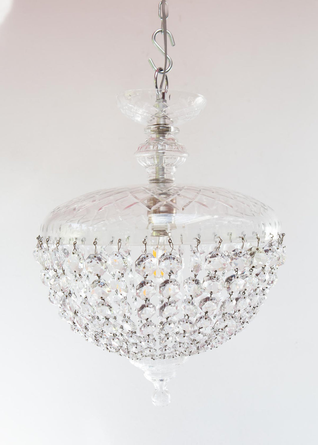 Lámpara de techo globo cristales tipo plafón c. 1960 (31 cm)