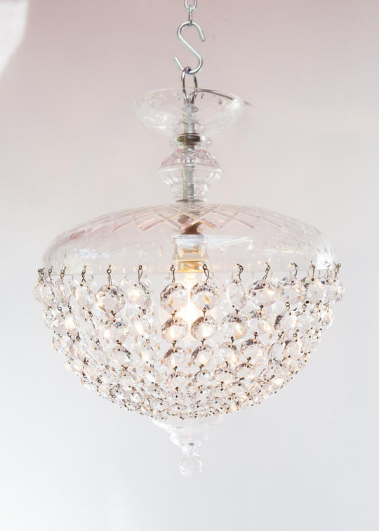Lámpara de techo globo cristales tipo plafón c. 1960 (31 cm)