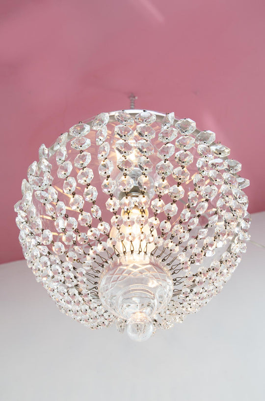 Lámpara de techo globo cristales tipo plafón c. 1960 (31 cm)