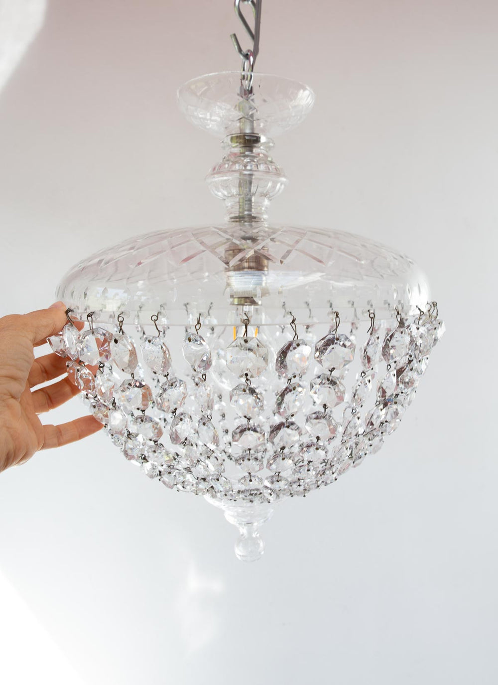 Lámpara de techo globo cristales tipo plafón c. 1960 (31 cm)