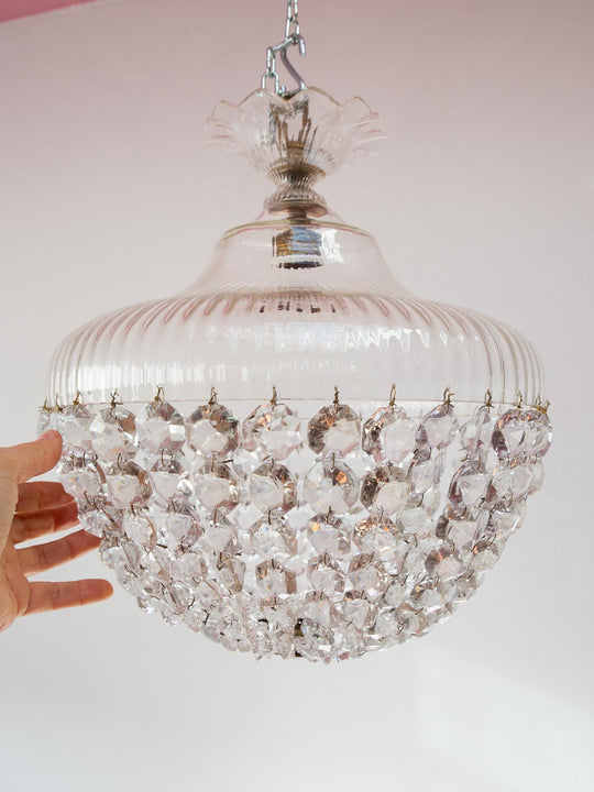 lampara techo vintage cristales plafon