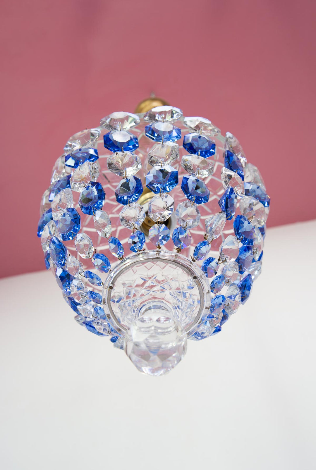 Lámpara techo cristal globo azul c. 1960 (21 cm)