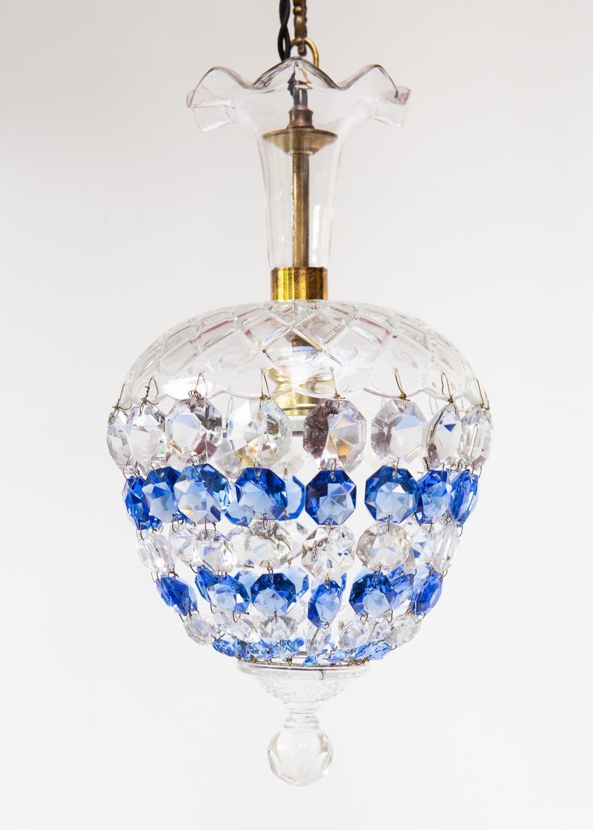 lámpara globo cristales azules 