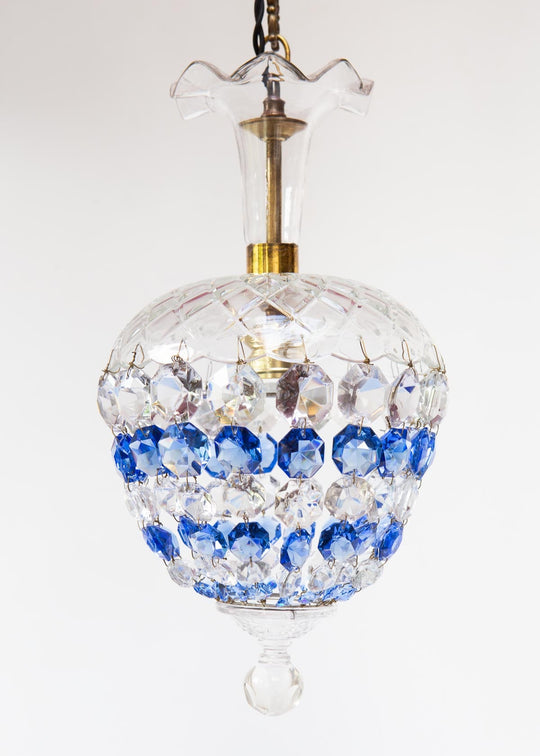 lámpara globo cristales azules 
