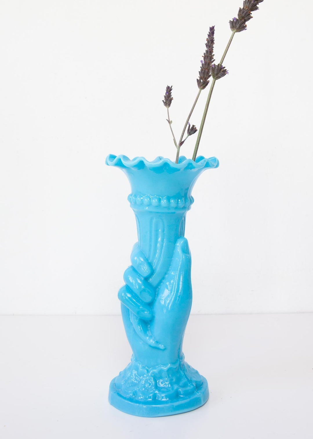 jarron opalina azul vintage