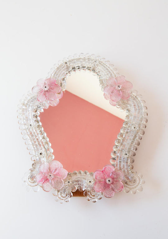 espejo murano cristal flores rosa vintage mirror