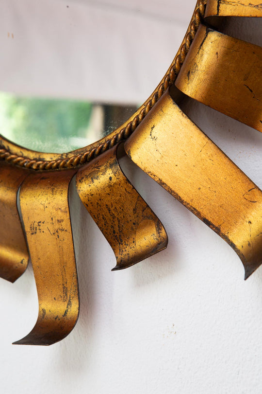 Espejo sol rayos metal dorado c. 1960 (45,5 cm)