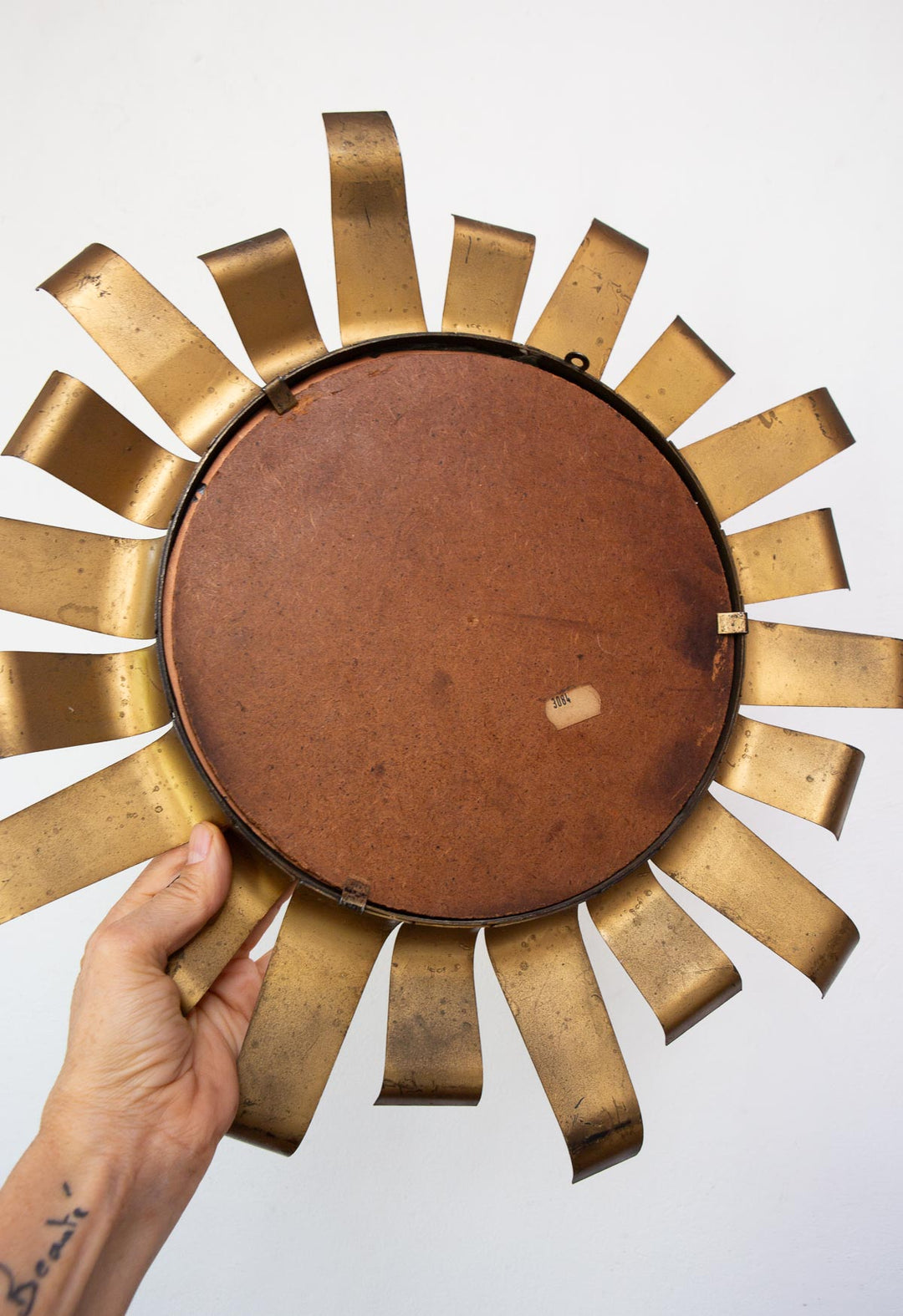 Espejo sol rayos metal dorado c. 1960 (45,5 cm)