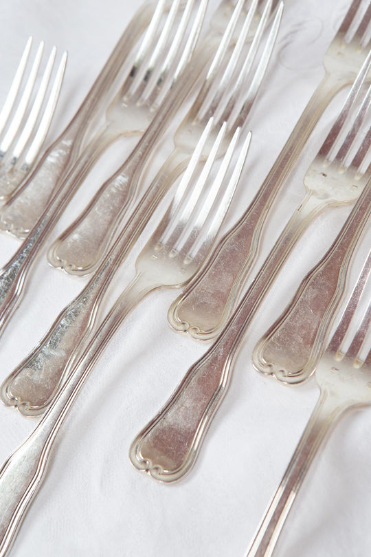 Antigua CUBERTERÍA francesa PARA 10 Ravinet d'Enfert C. 1940s (31 PIEZAS)