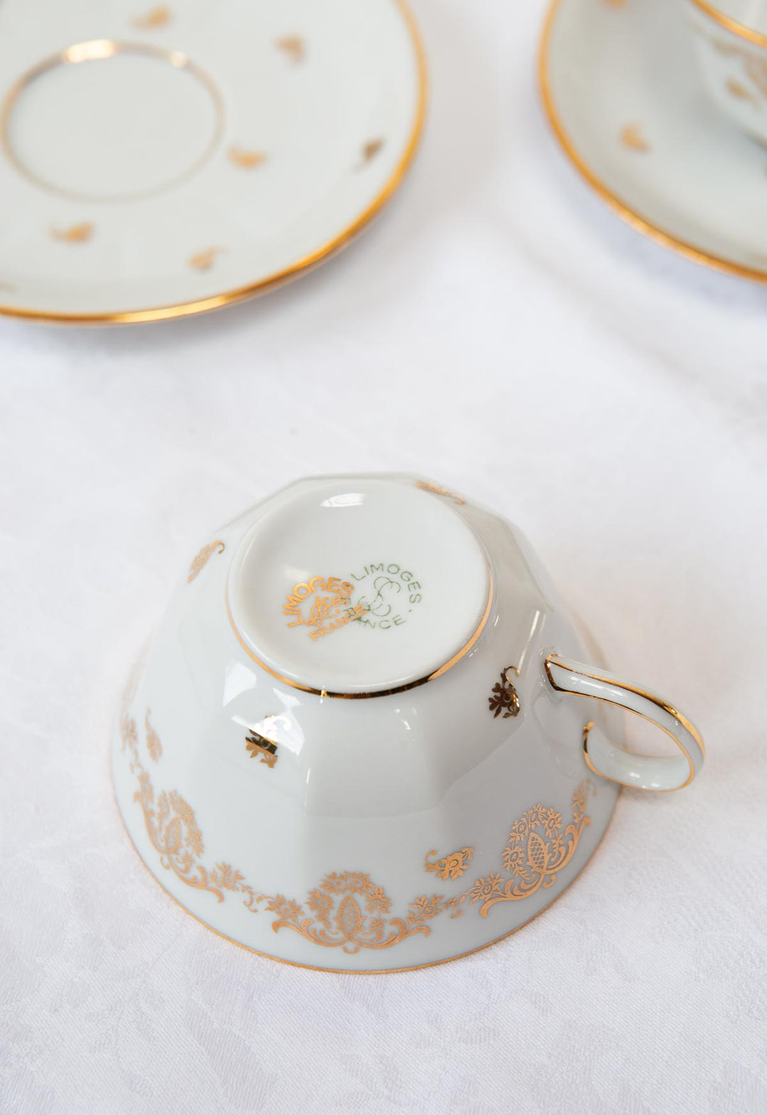 Juego de té porcelana Limoges tú y yo c. 1920 (7 PIEZAS)