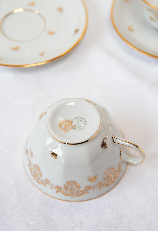 Juego de té porcelana Limoges tú y yo c. 1920 (7 PIEZAS)