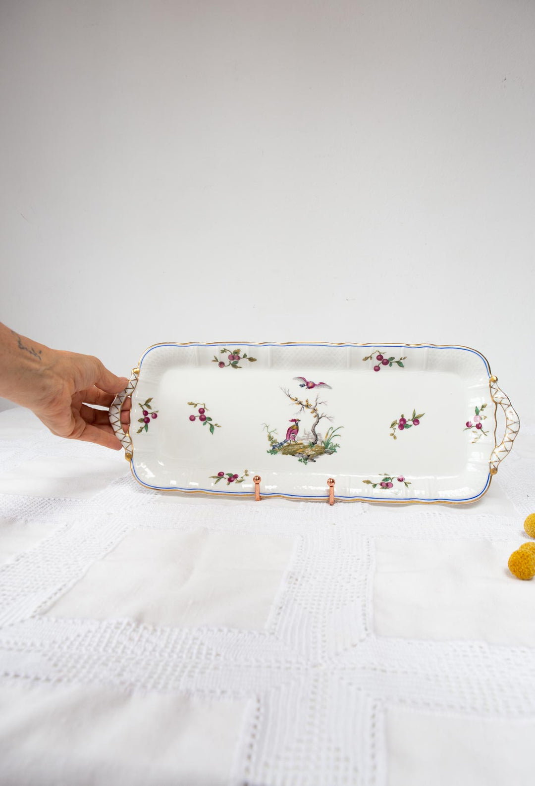 Antigua fuente porcelana Limoges Bernardaud (40,5*16 cm)