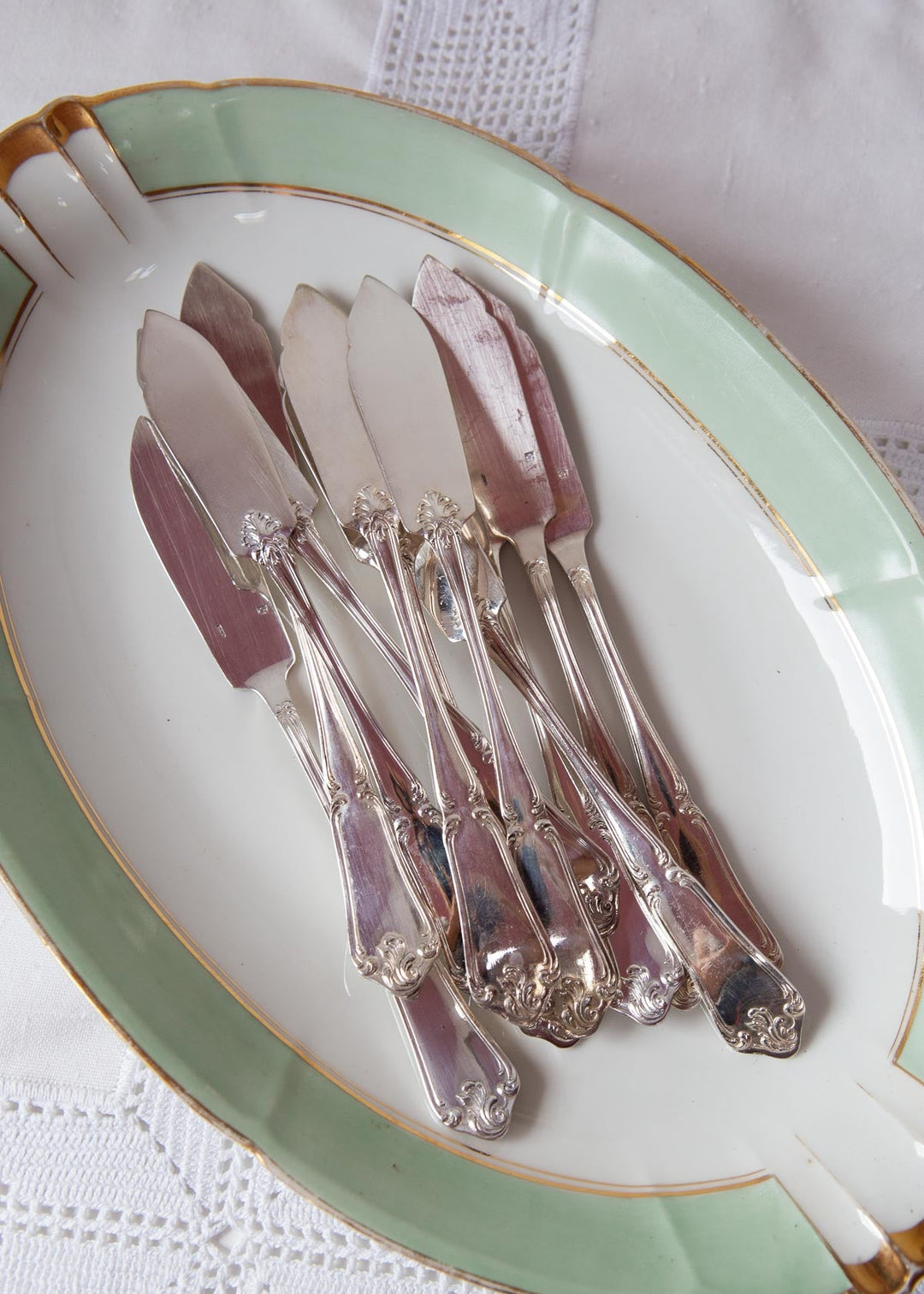 palas pescado metal plateado frances